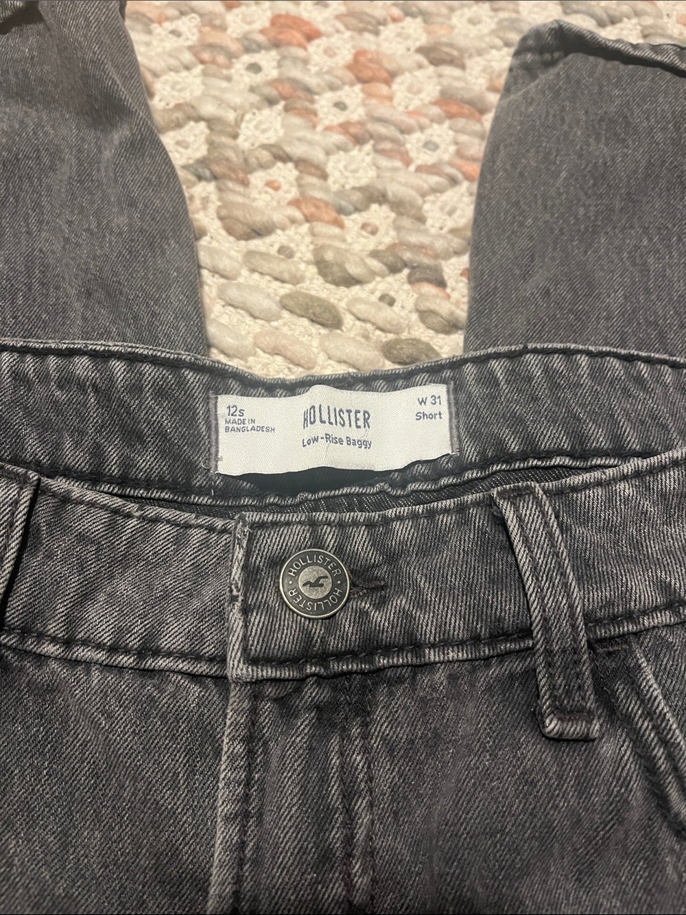 Hollister Black Washed Low-Rise Baggy Jeans
